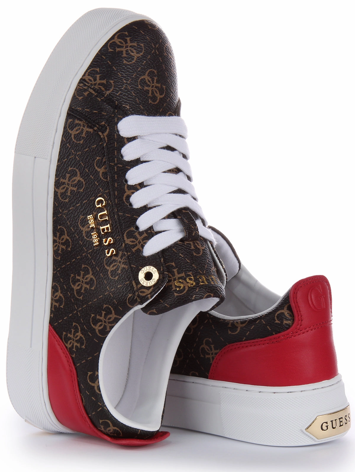 Guess Genza 4G Platform Trainer In Choco For Women Soft Style