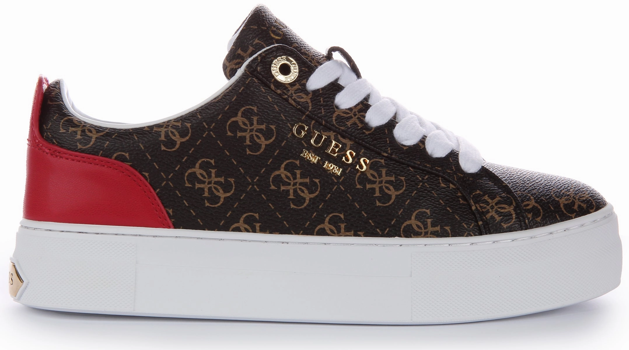 Guess Genza 4G Platform Trainer In Choco For Women Soft Style