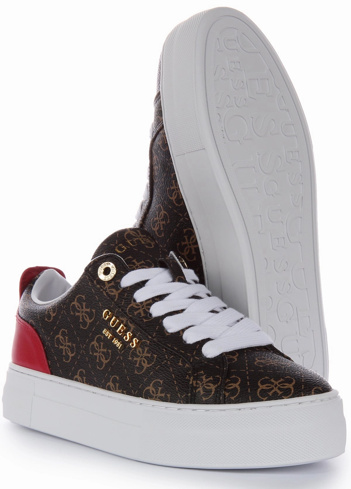 Guess Genza 4G Platform Trainer In Choco For Women Soft Style