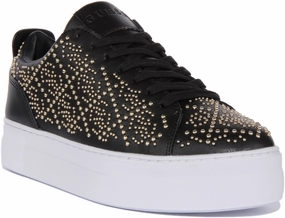 Guess Giaa In Black Gold Trainer For Women Smooth Motion