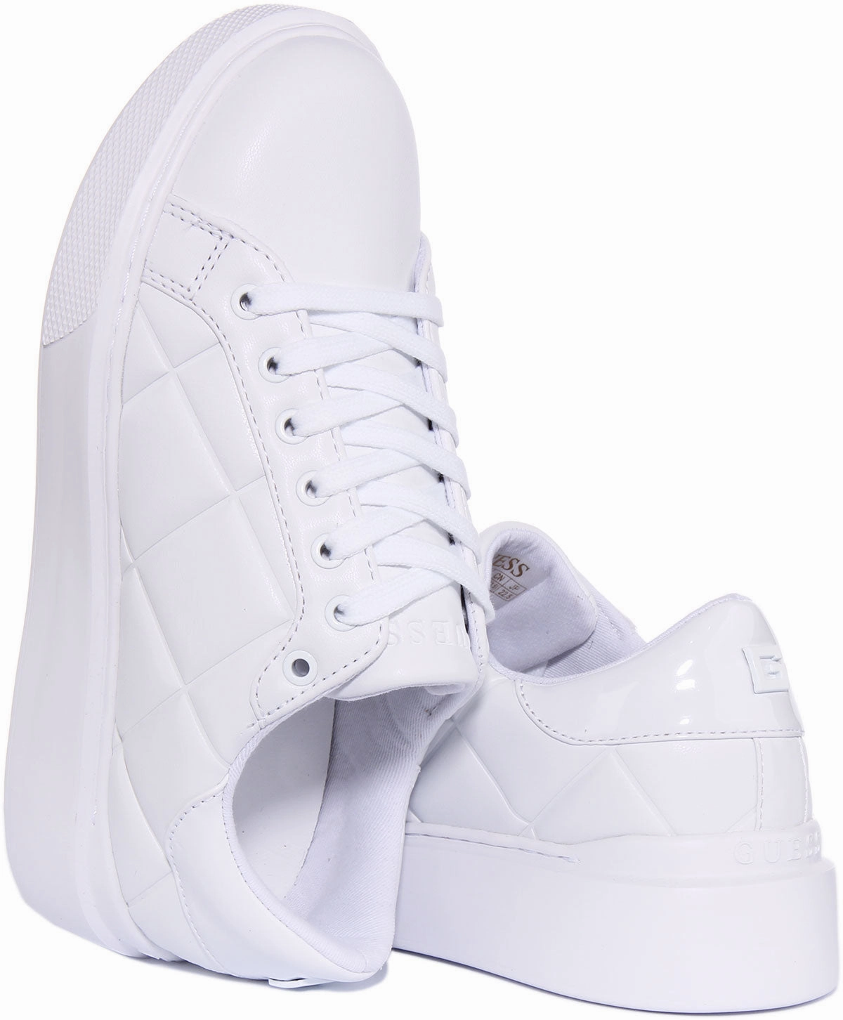 Guess Hilan Quilted Trainers In White For Women Stable Fit