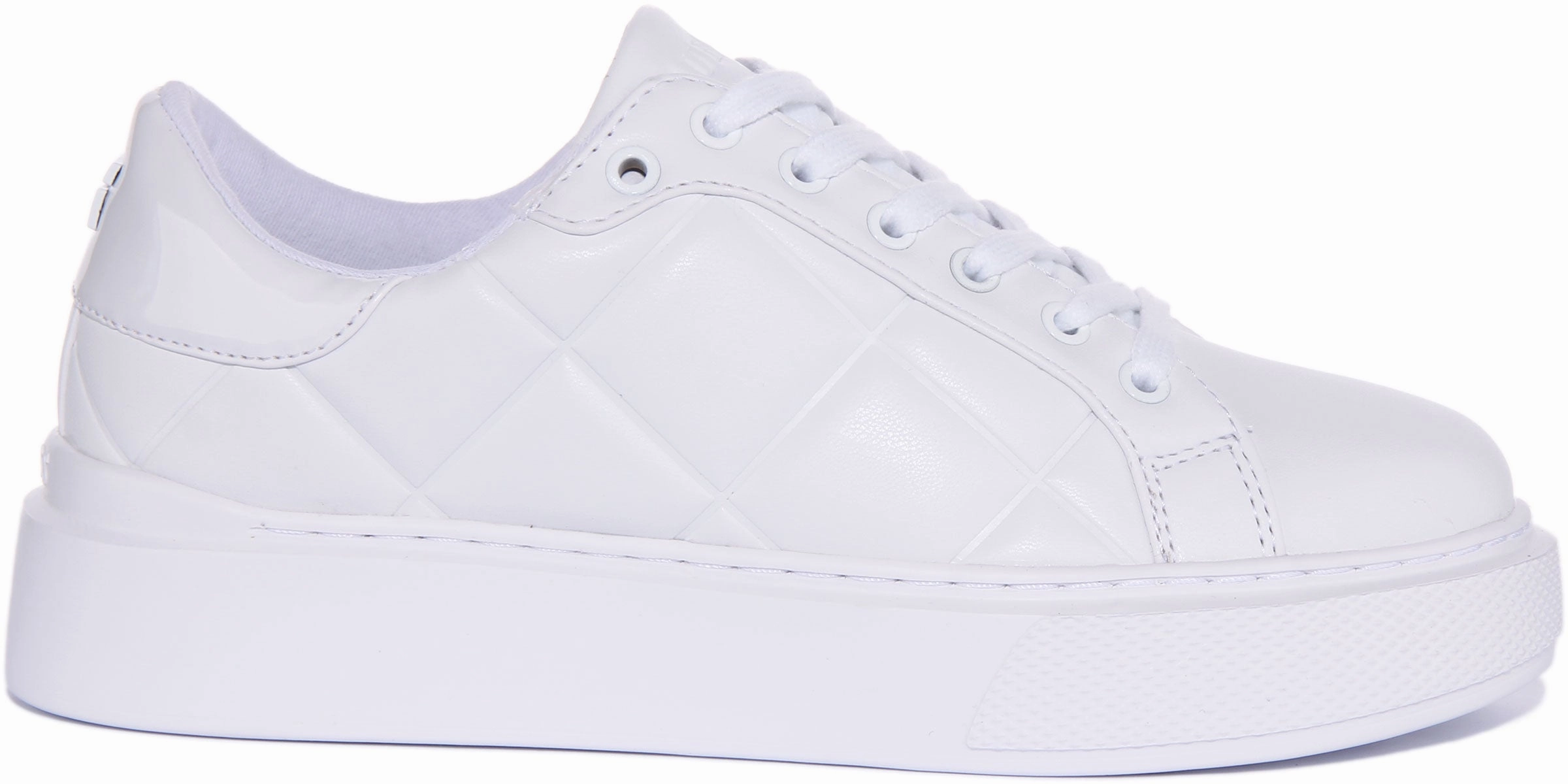 Guess Hilan Quilted Trainers In White For Women Stable Fit