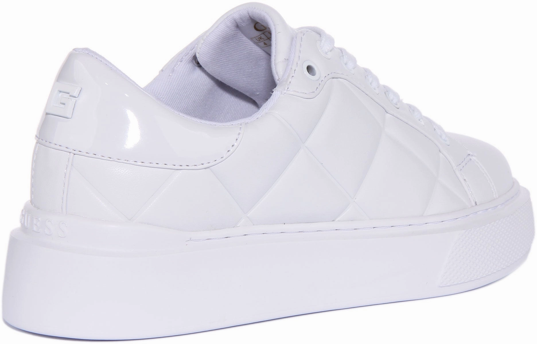 Guess Hilan Quilted Trainers In White For Women Stable Fit