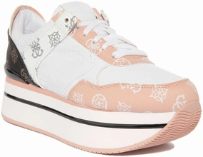 Guess Hindle 4G Platform In White Pink For Women Guard Step Trendy Wear