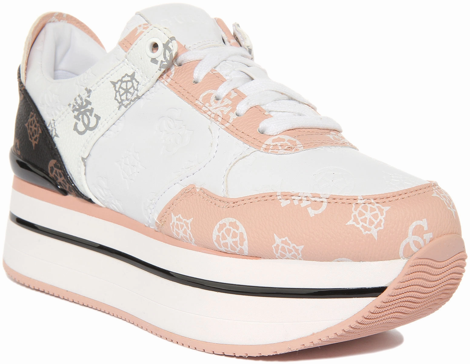 Guess Hindle 4G Platform In White Pink For Women Guard Step Trendy Wear