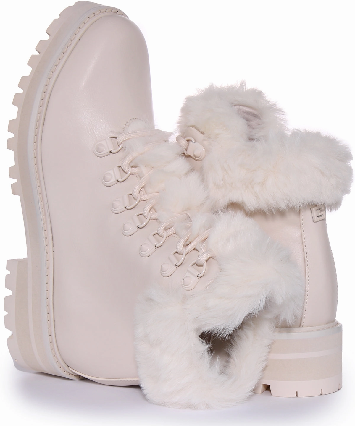 Guess Issa Fur Boots In Cream For Women Trail Trek Shoes