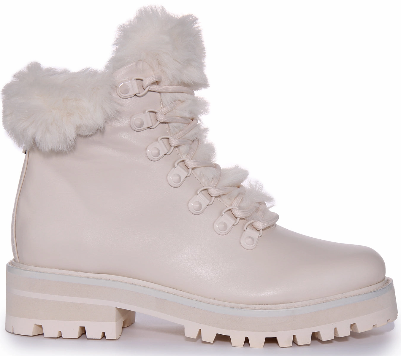 Guess Issa Fur Boots In Cream For Women Trail Trek Shoes
