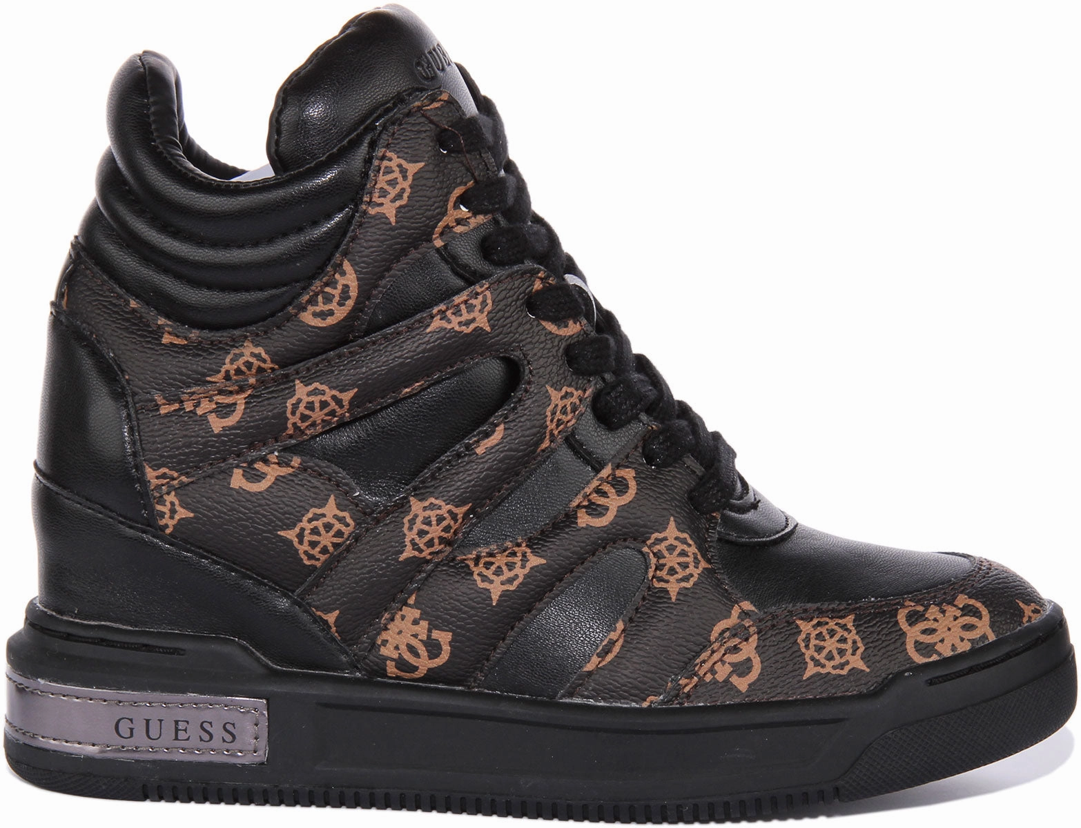 Guess Lisa Platform Trainer In Black Brown For Women Ankle Support
