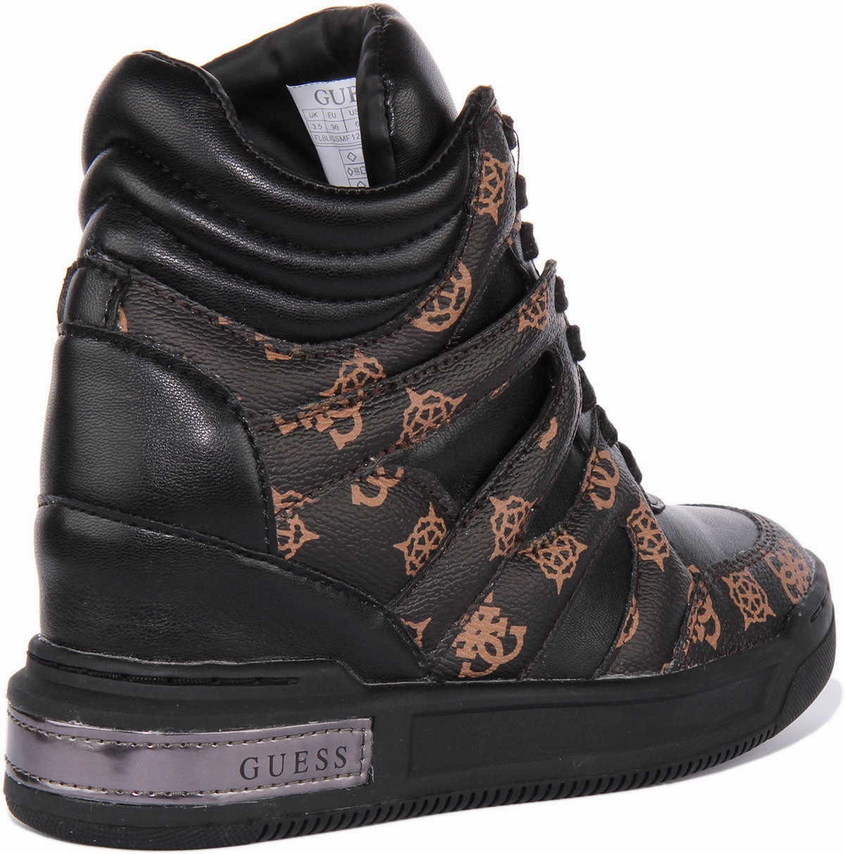 Guess Lisa Platform Trainer In Black Brown For Women Ankle Support