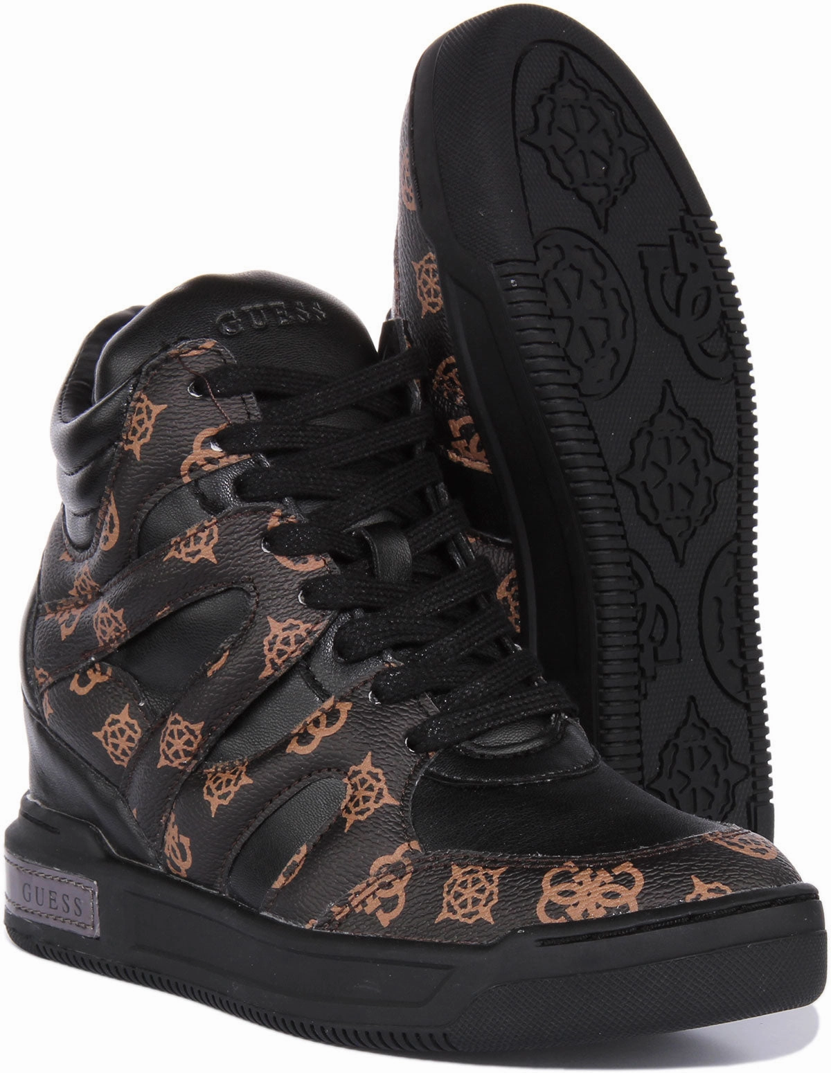 Guess Lisa Platform Trainer In Black Brown For Women Ankle Support