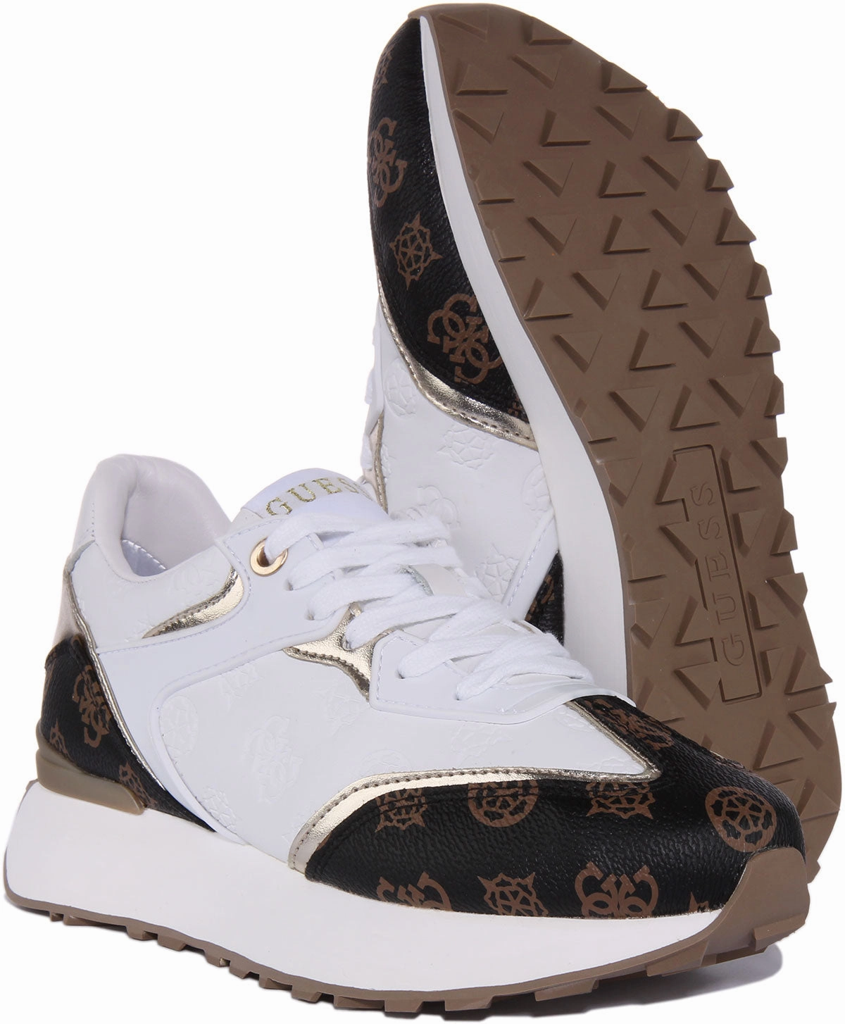 Guess Luchia In White Brown For Women Slip Guard