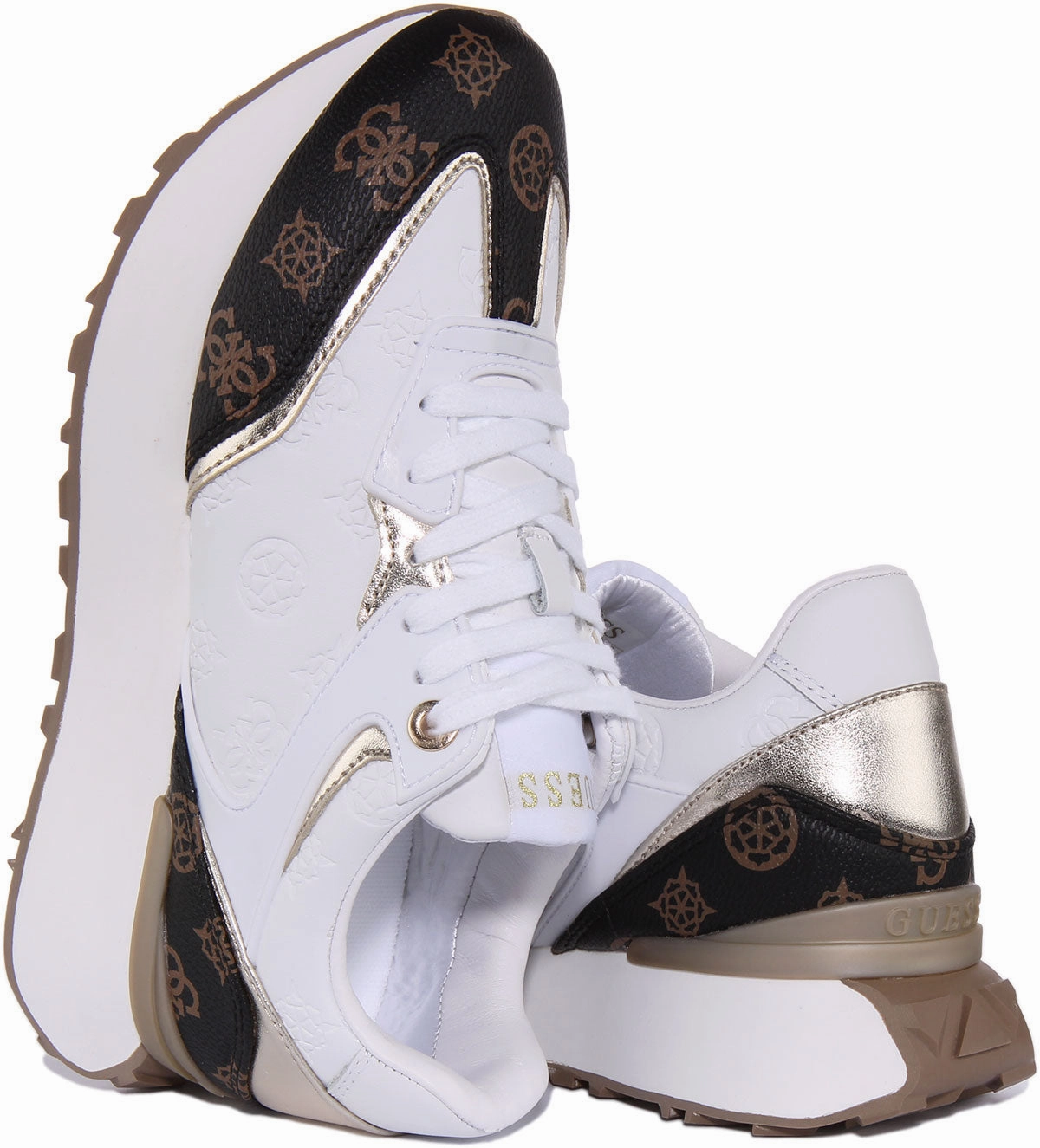 Guess Luchia In White Brown For Women Slip Guard