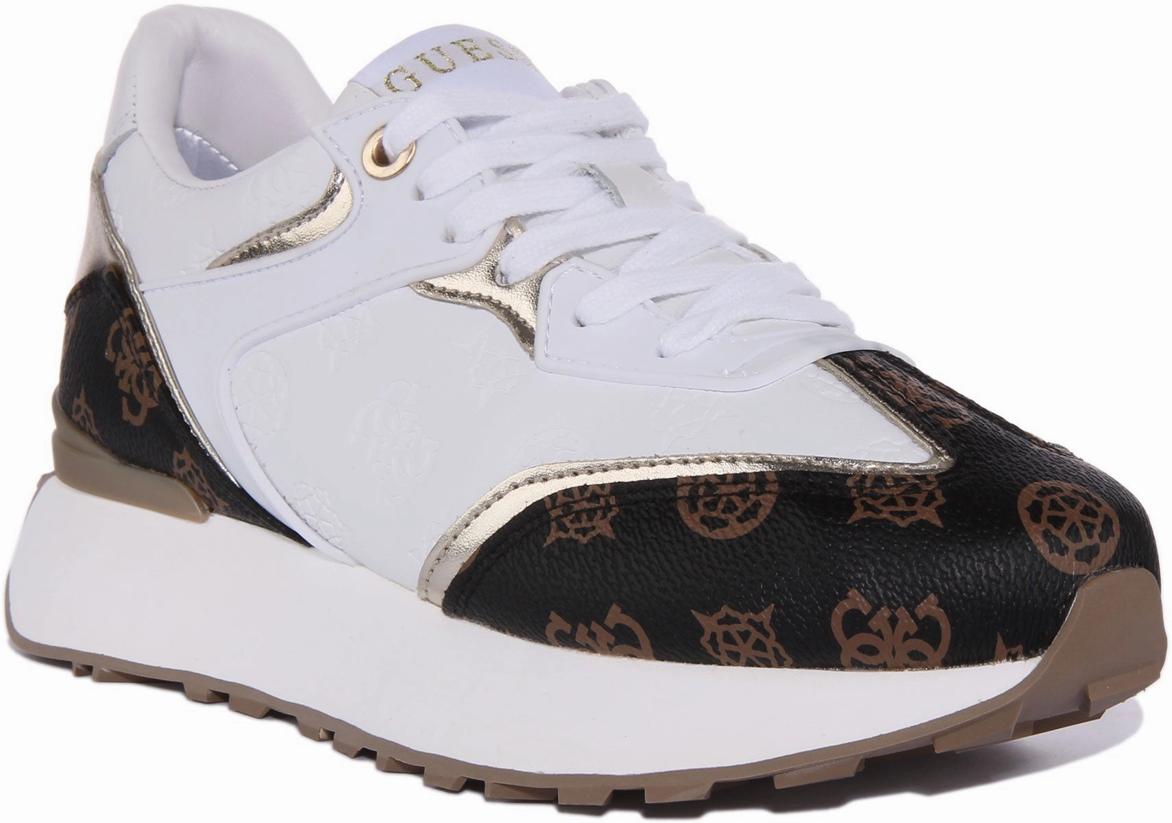 Guess Luchia In White Brown For Women Indoor Steps