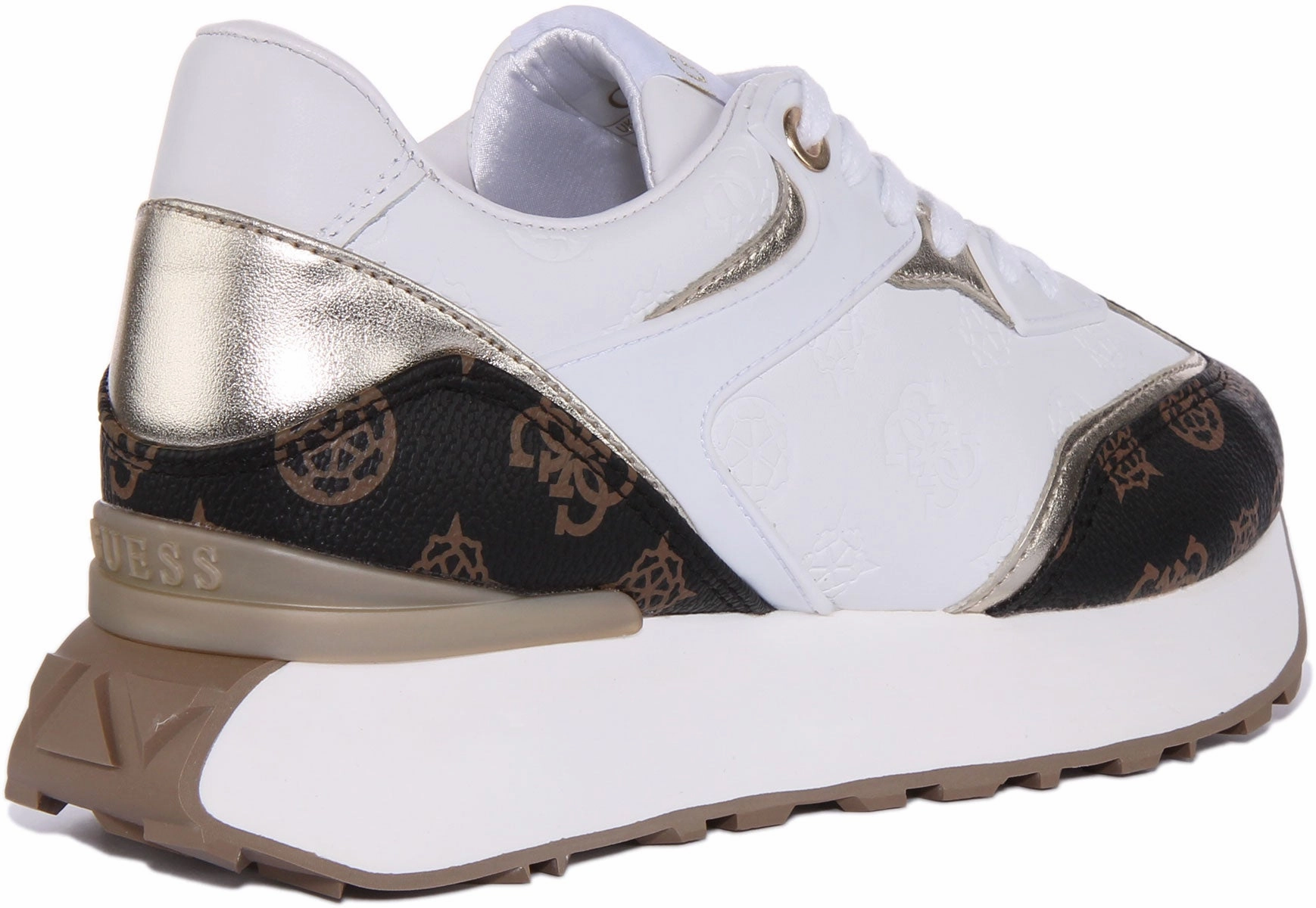 Guess Luchia In White Brown For Women Slip Guard