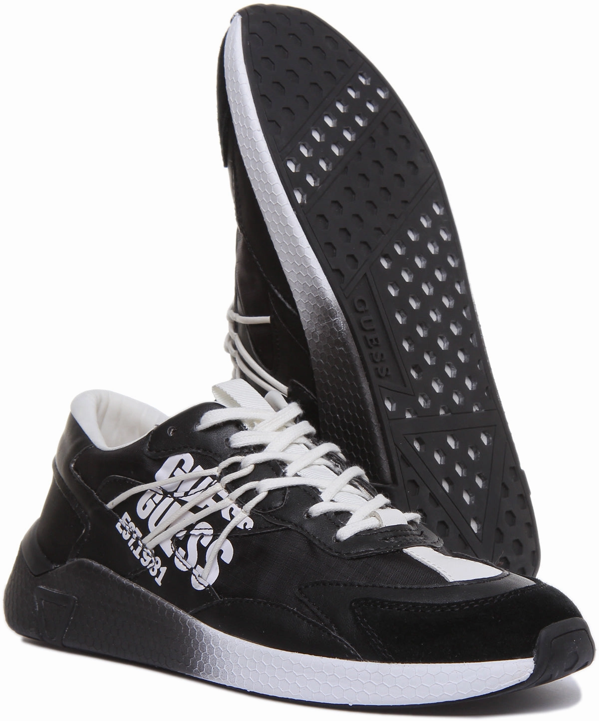 Guess Modena Active Lace Up In Black White For Men Turbo Sole