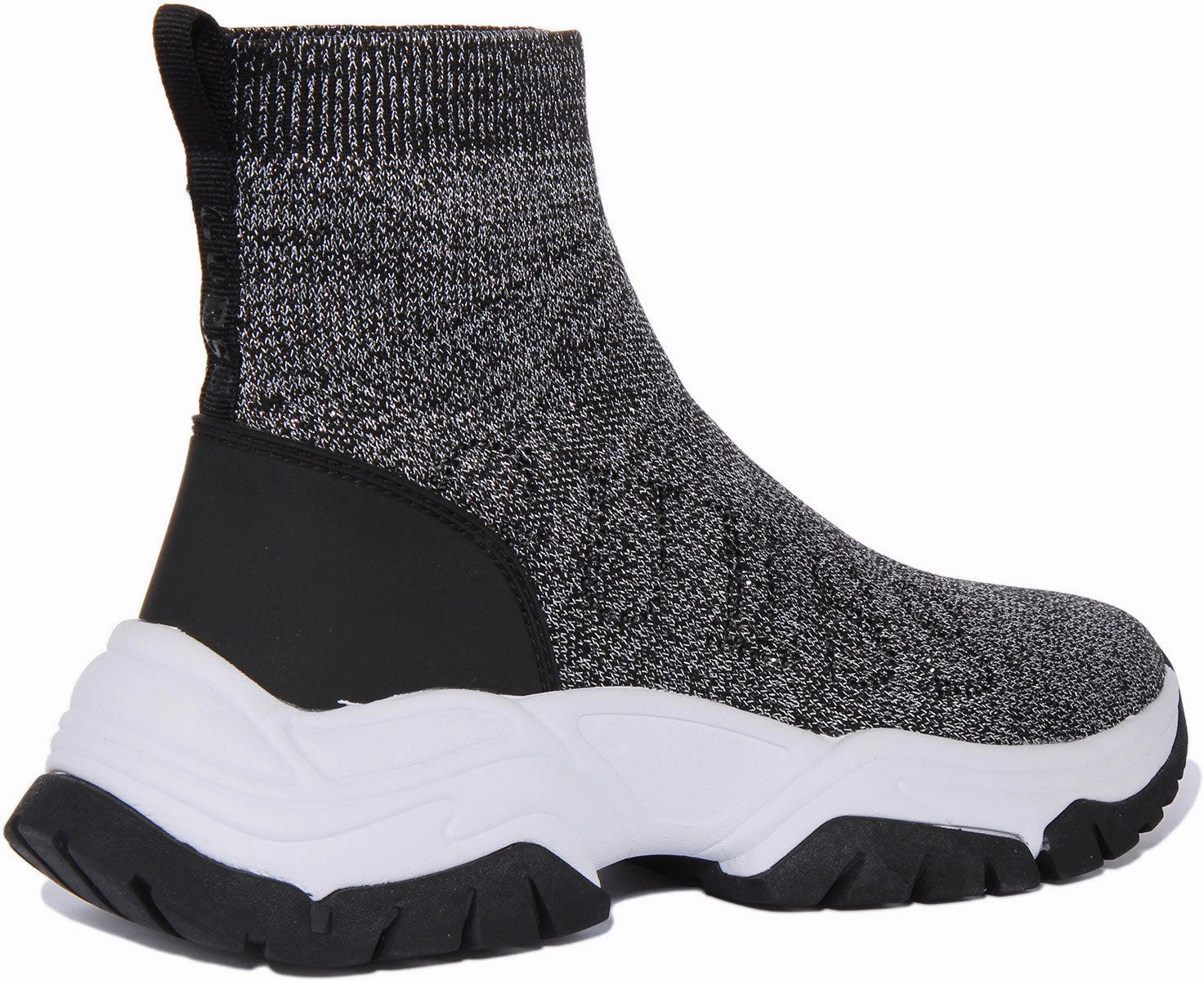 Guess Nollen Sock Trainer In Black Silver For Women Motion Stability