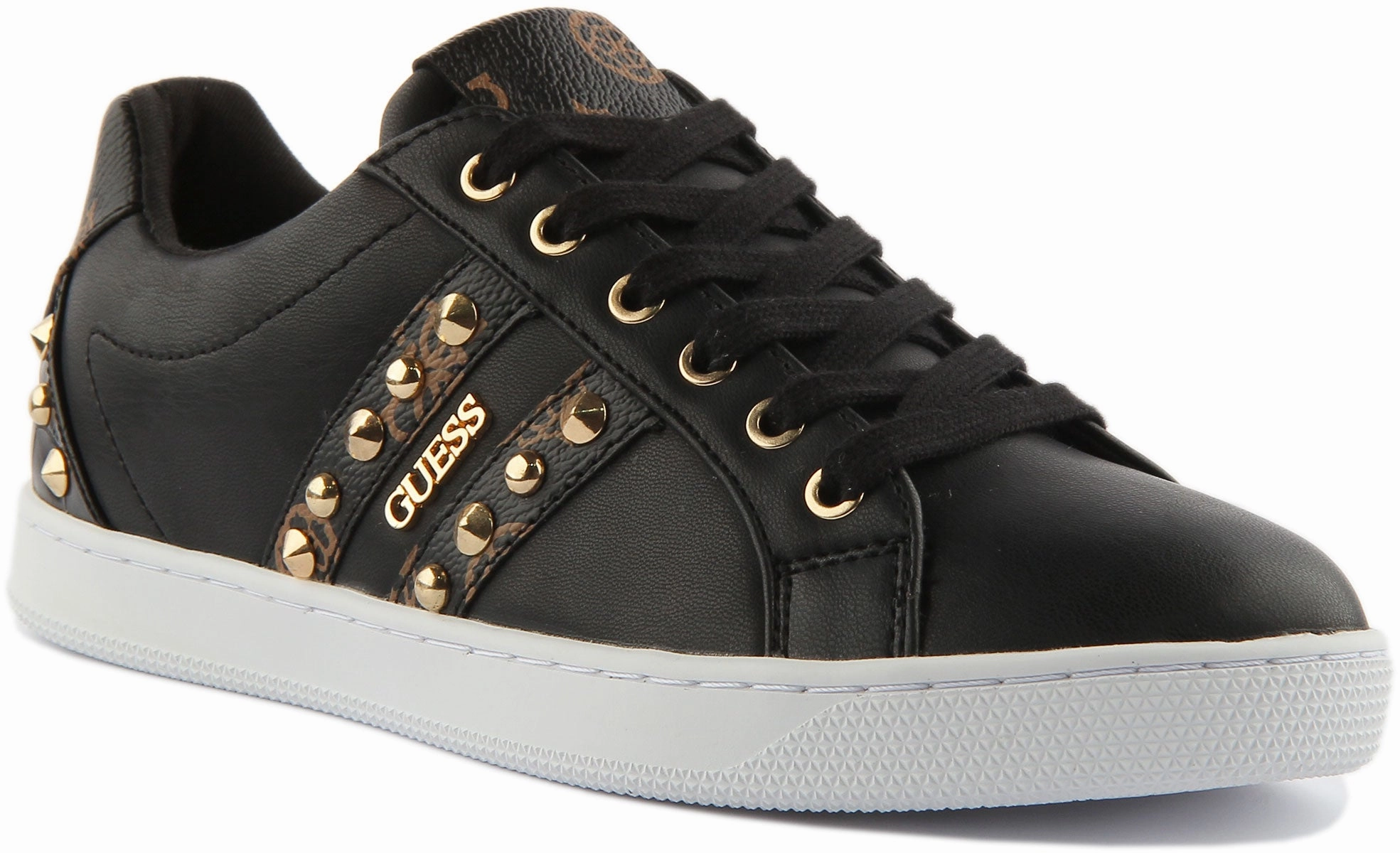 Guess Rassta Gold Stud In Black Brown For Women Foot Friendly Kinetic Move
