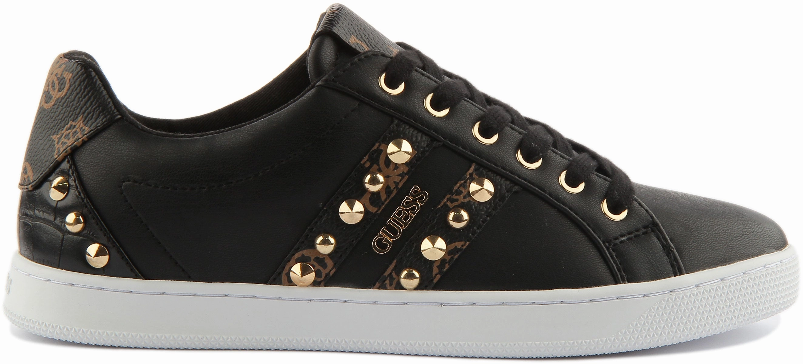 Guess Rassta Gold Stud In Black Brown For Women Minimal Bulk