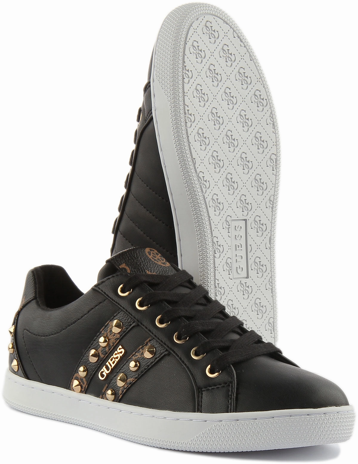 Guess Rassta Gold Stud In Black Brown For Women Minimal Bulk