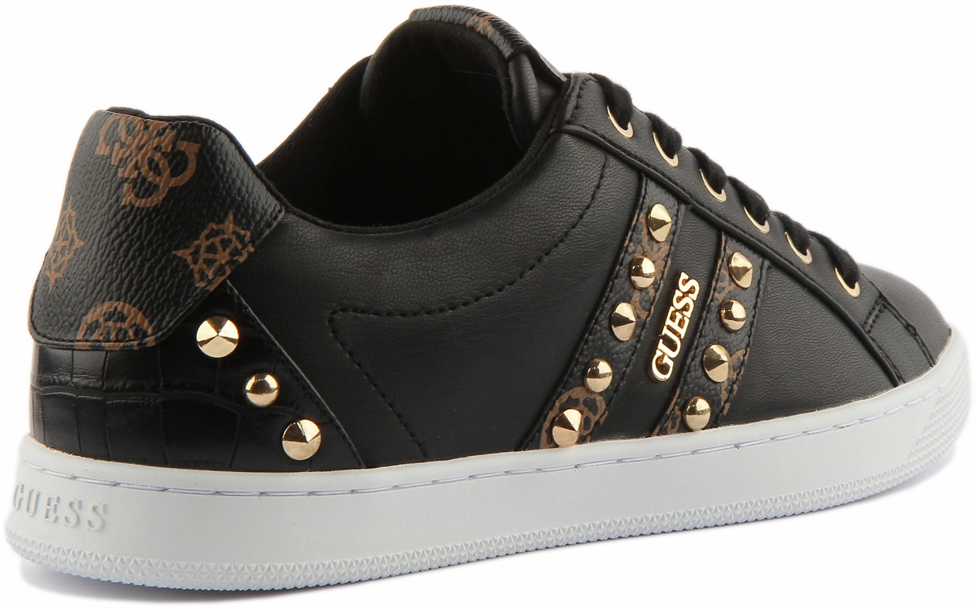 Guess Rassta Gold Stud In Black Brown For Women Minimal Bulk