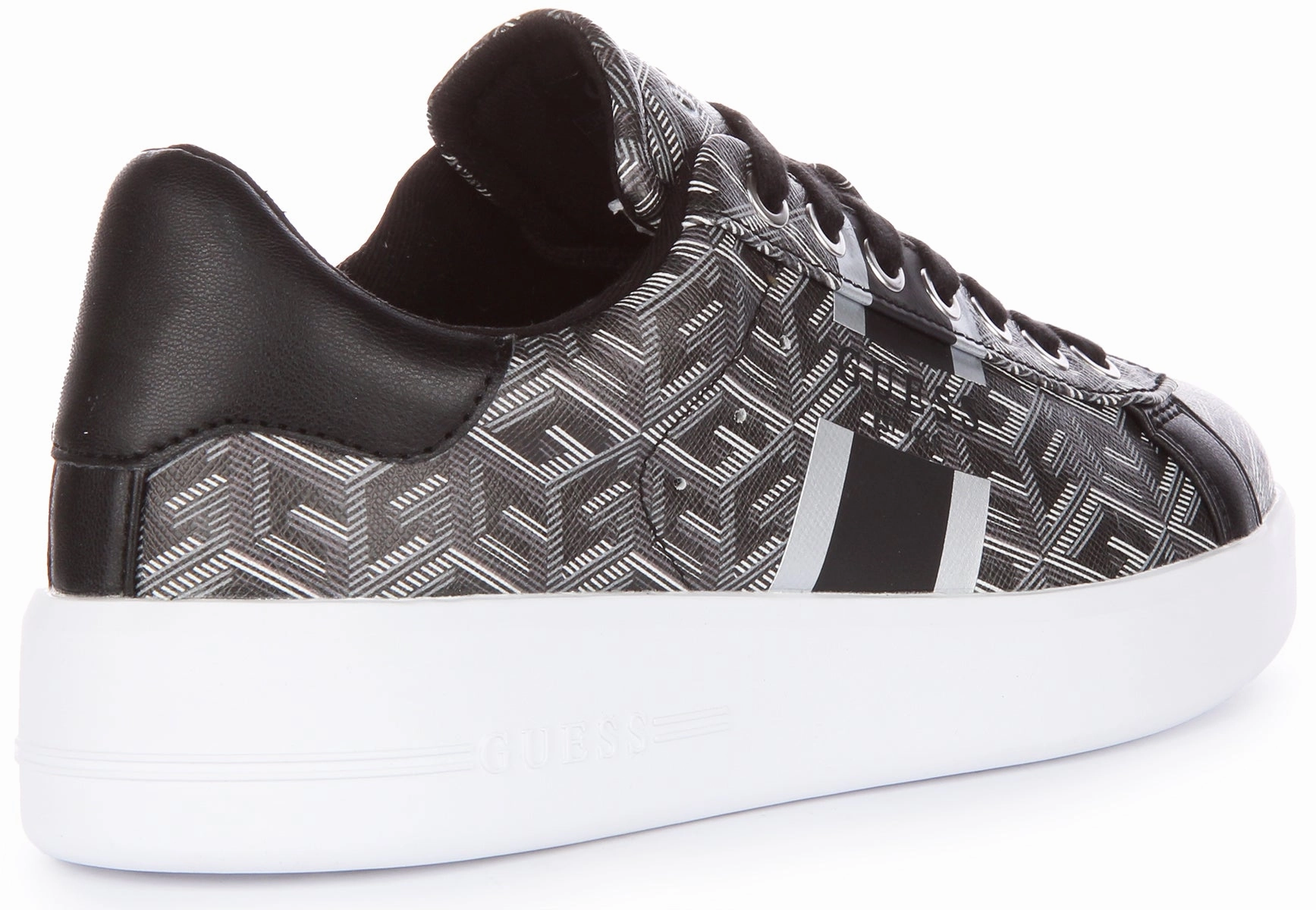 Guess Reyhana G Cube Trainers In Black Grey For Women Anti-Odor Lining