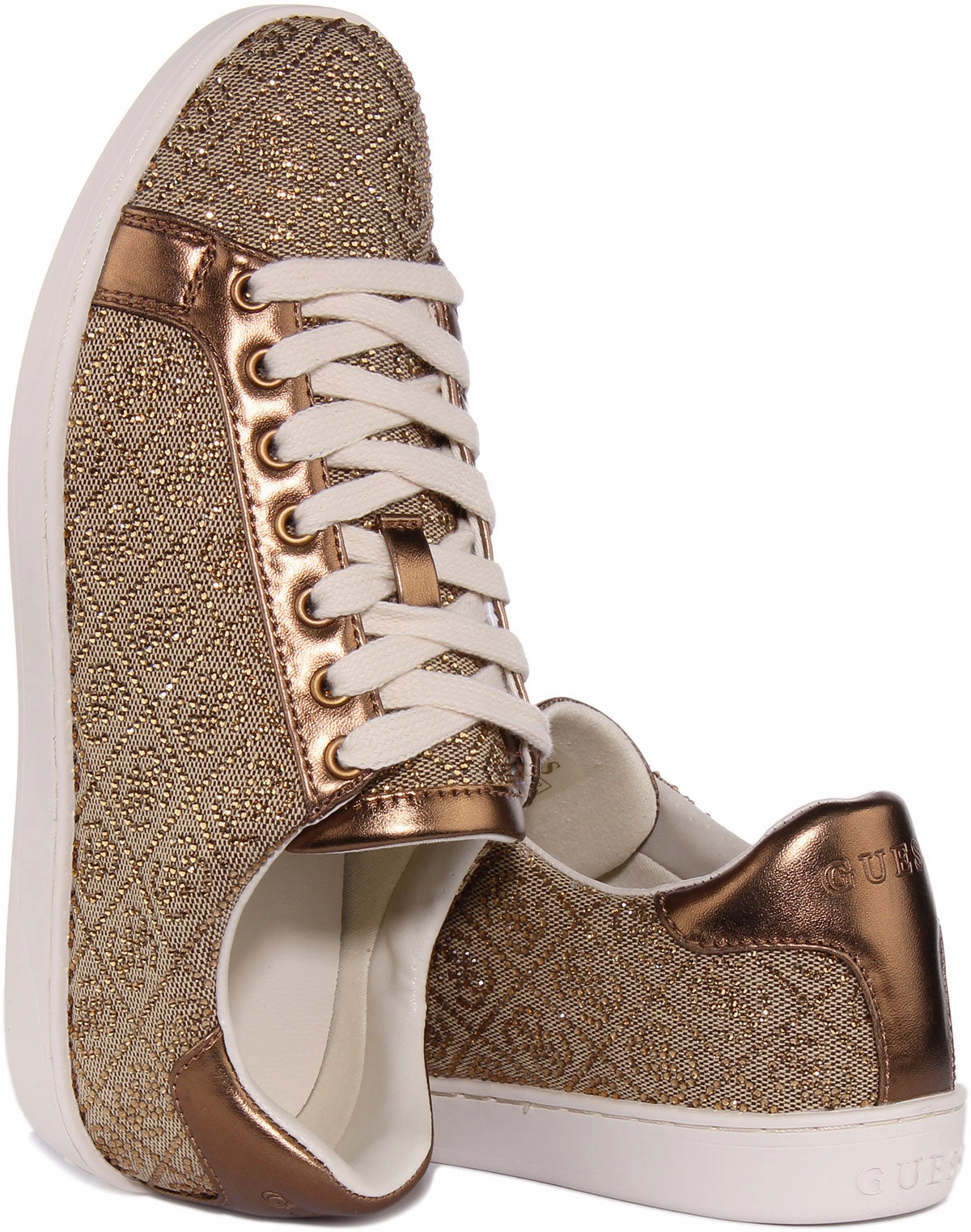 Guess Rosalia In Beige 4G Rhinestone For Women Grip Control