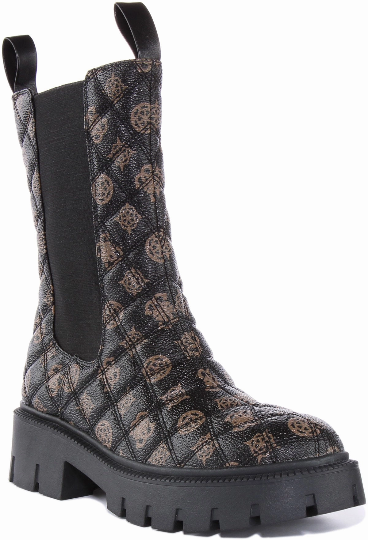 Guess Serlen High Quilted In Black Brown For Women Ultimate Trekking Boots