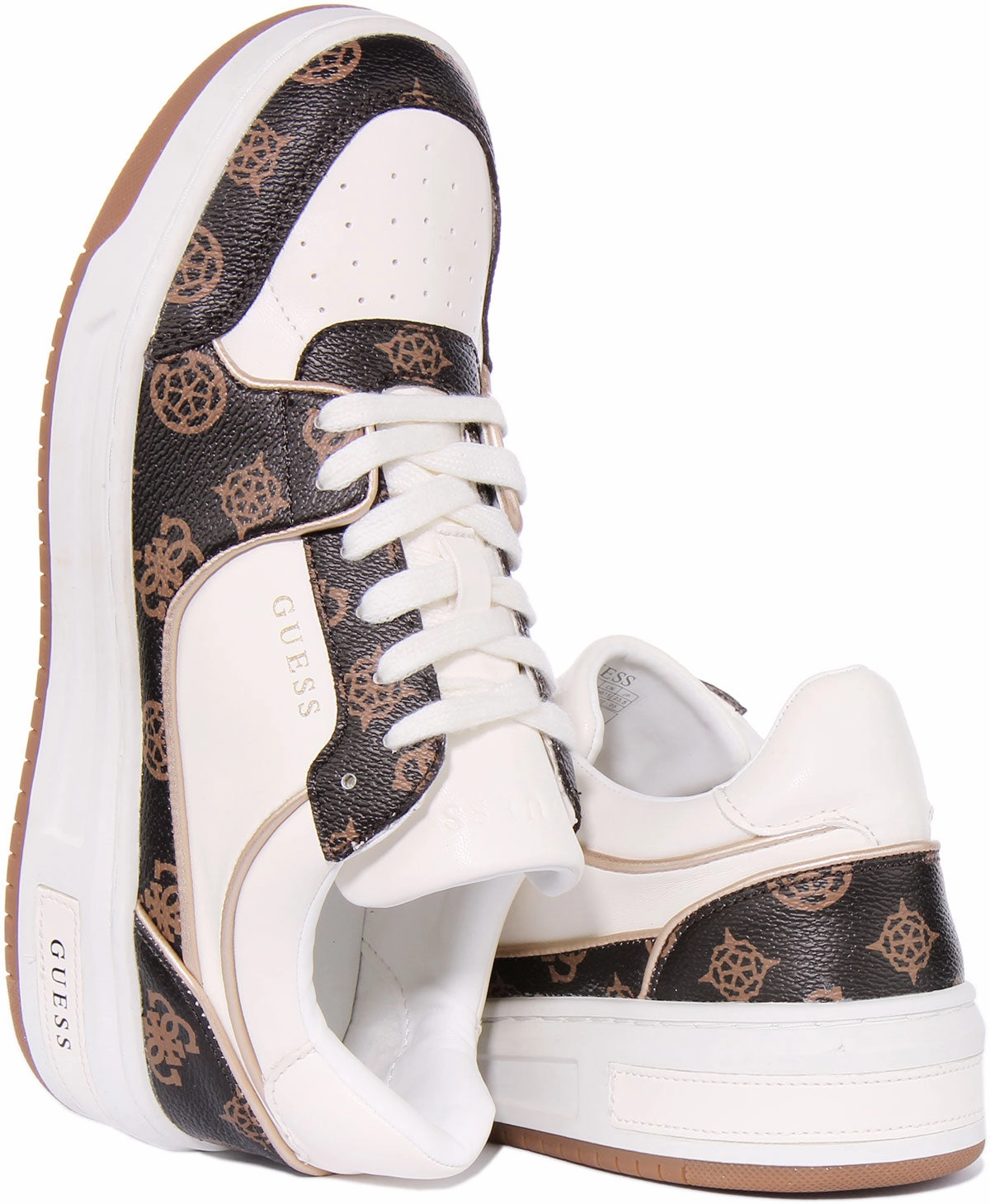 Guess Tokyo In White Brown 4G For Women Mesh Cushioning