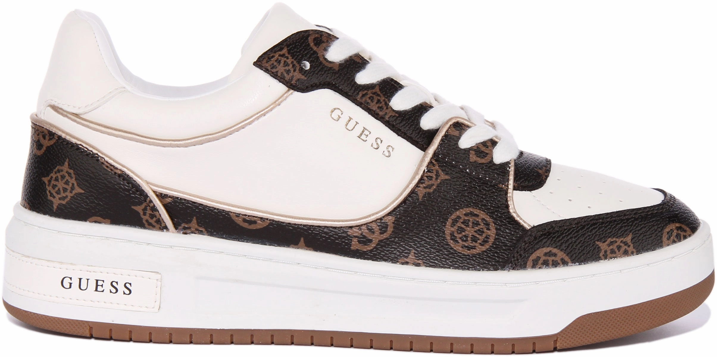 Guess Tokyo In White Brown 4G For Women Mesh Cushioning