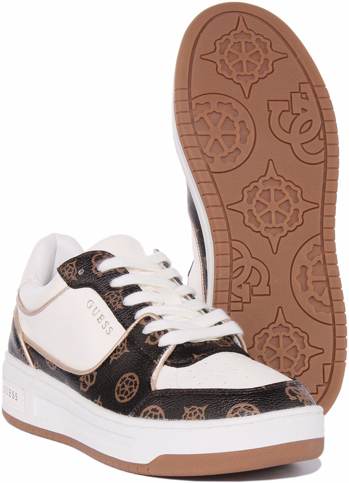Guess Tokyo In White Brown 4G For Women Mesh Cushioning