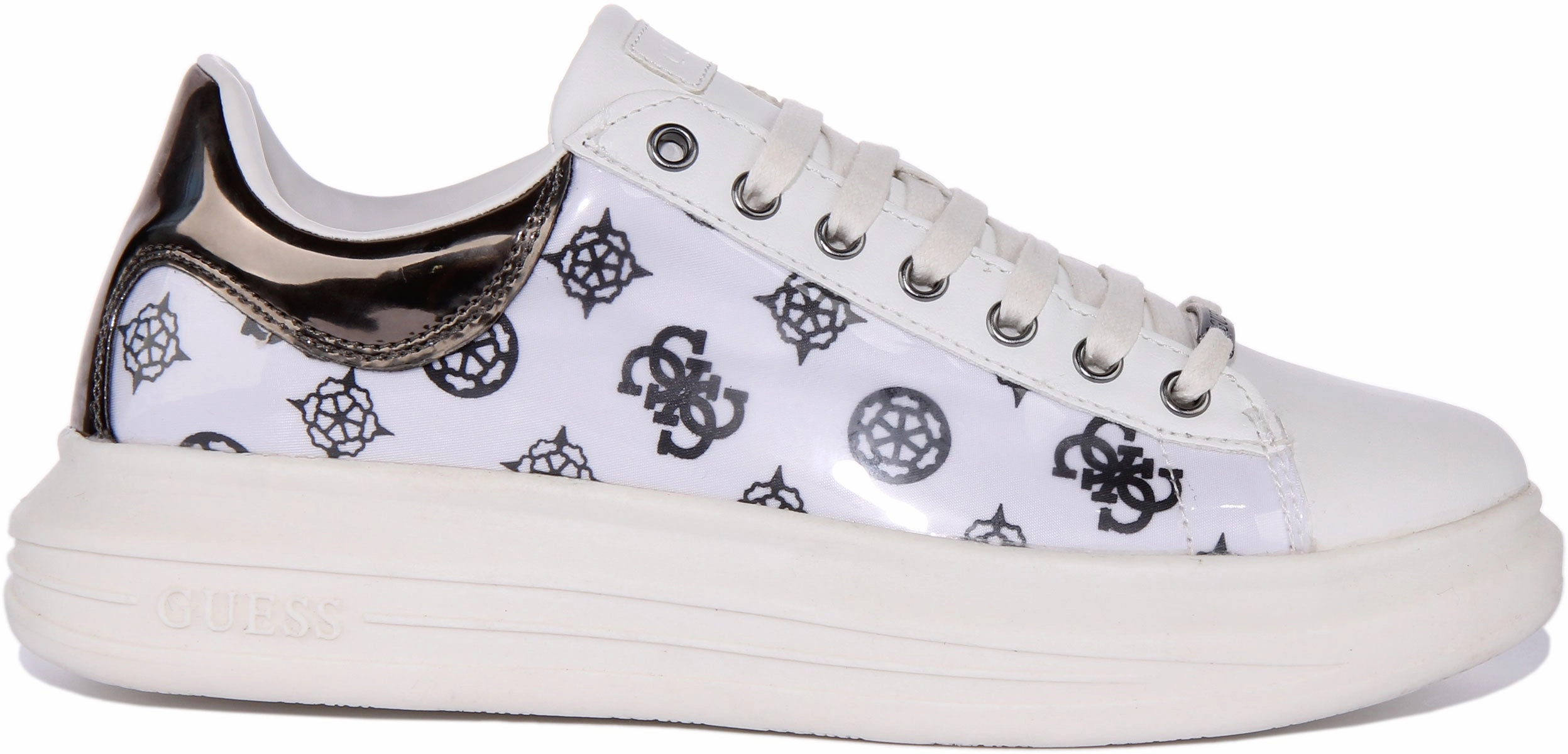 Guess Vibo In White Silver For Women Flex Cushion