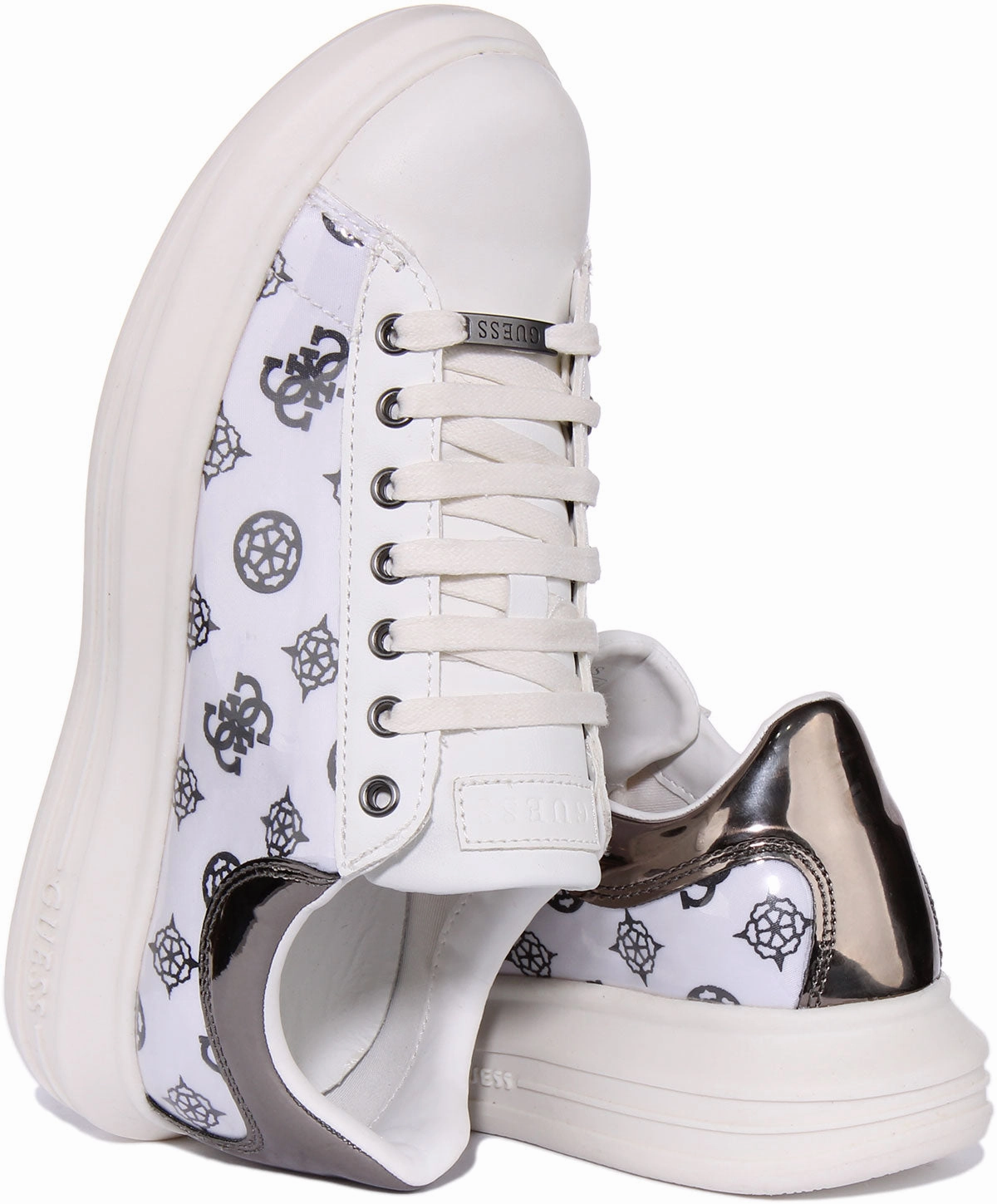 Guess Vibo In White Silver For Women Flex Cushion