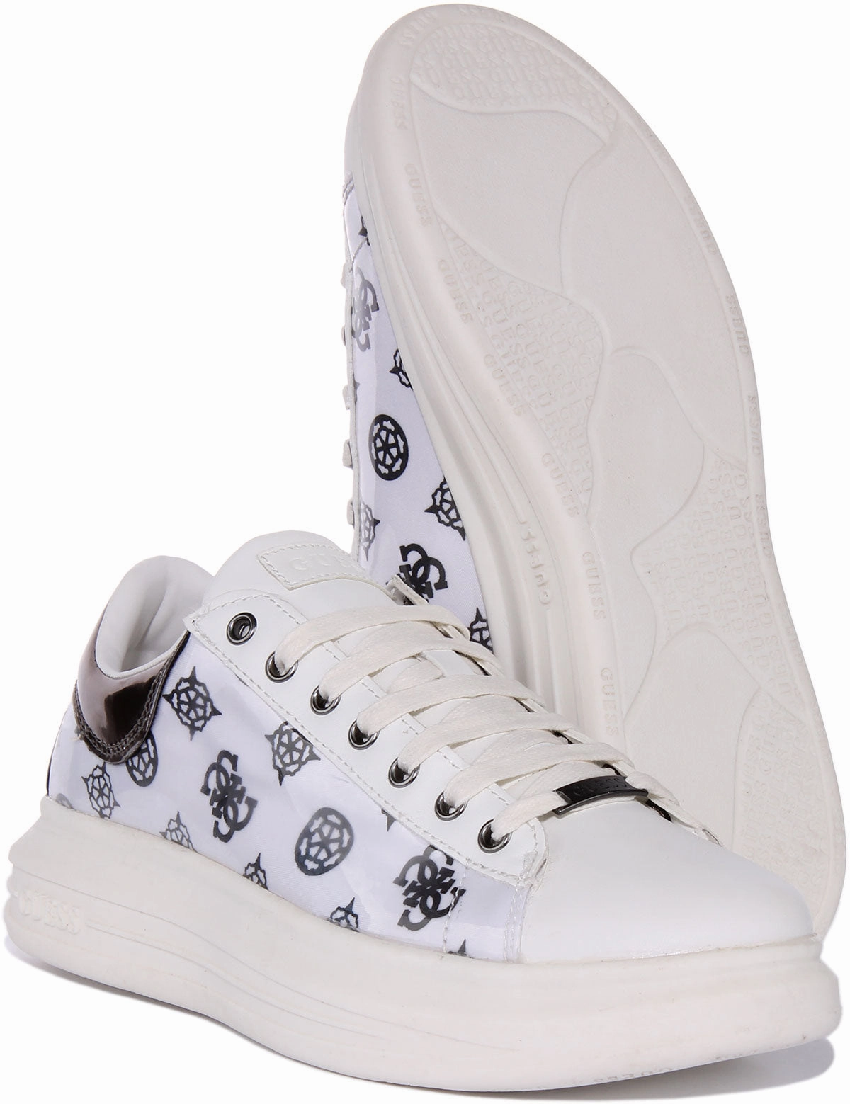 Guess Vibo In White Silver For Women Flex Cushion