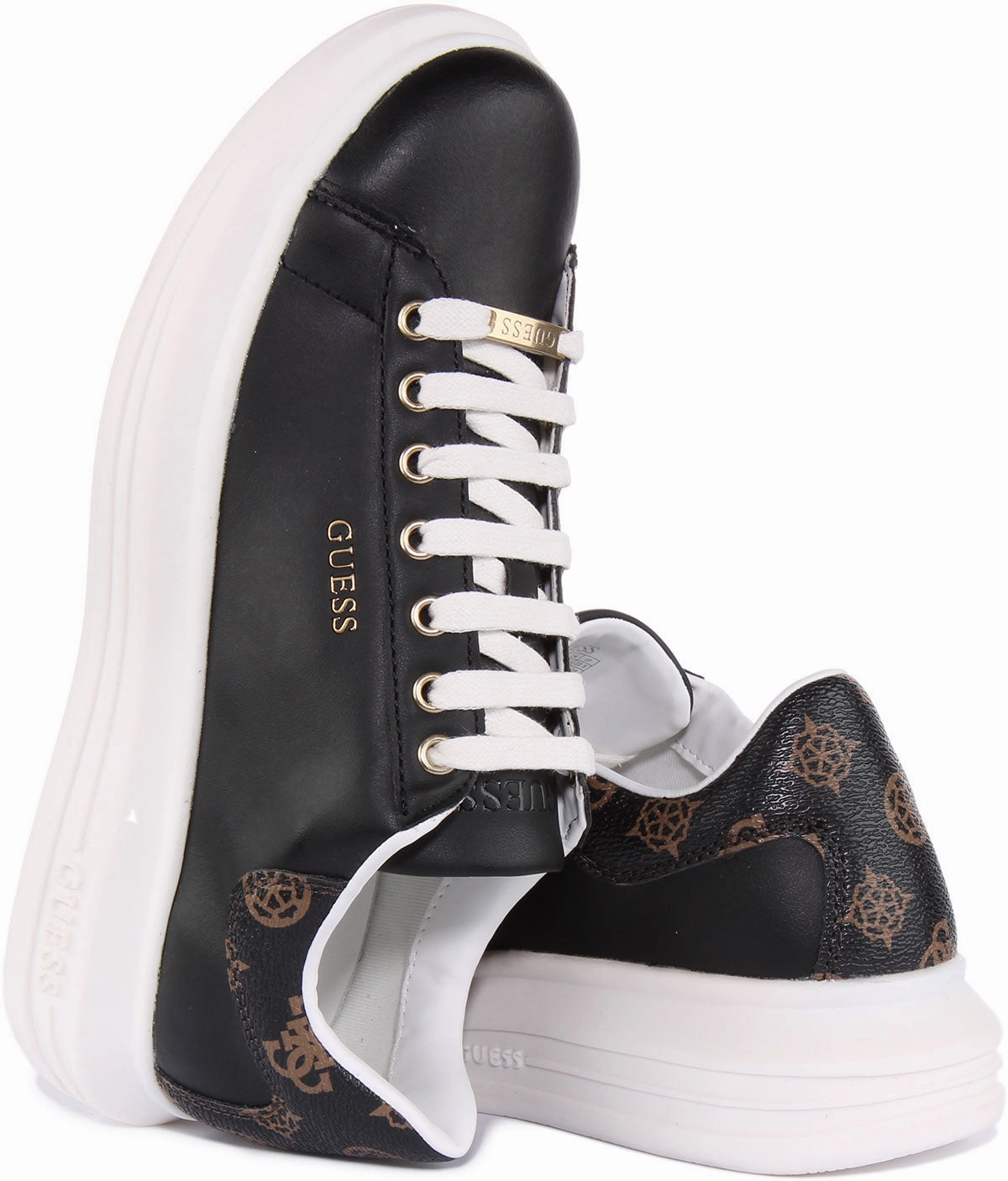 Guess VIbo Lace up Platform In Black For Women Easy Maintenance