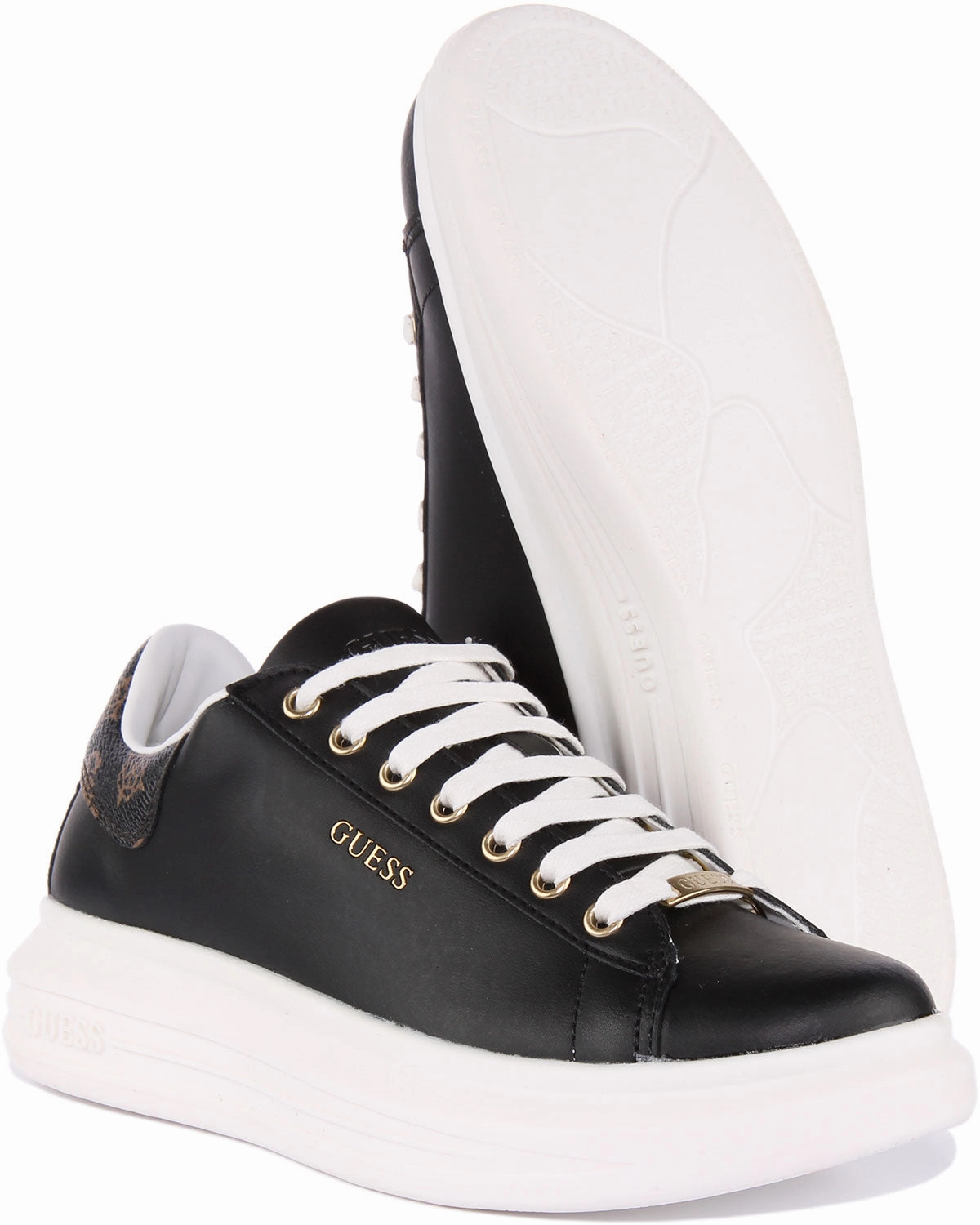 Guess VIbo Lace up Platform In Black For Women Easy Maintenance