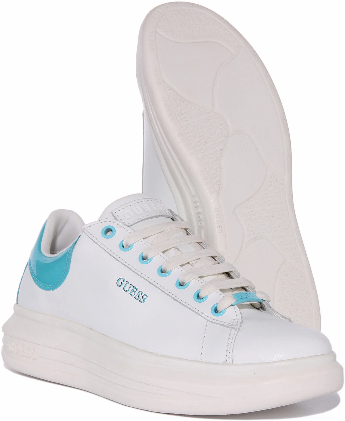 Guess Vibo Trainer In White Blue For Women Extra Cushion