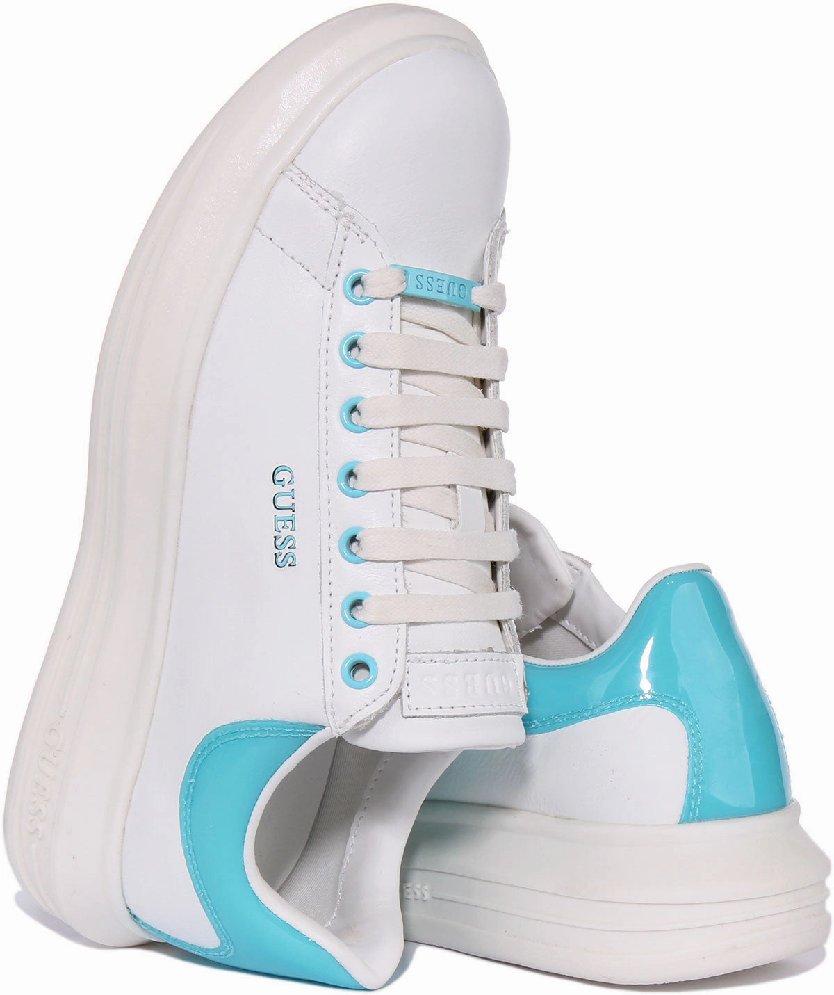 Guess Vibo Trainer In White Blue For Women Extra Cushion