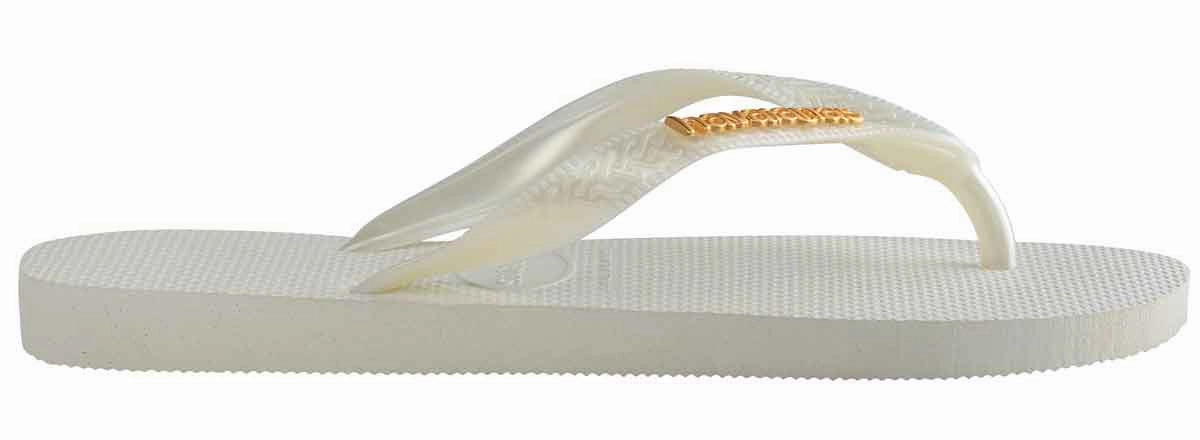 Havaianas Logo Meta In White Gold Easy Flex