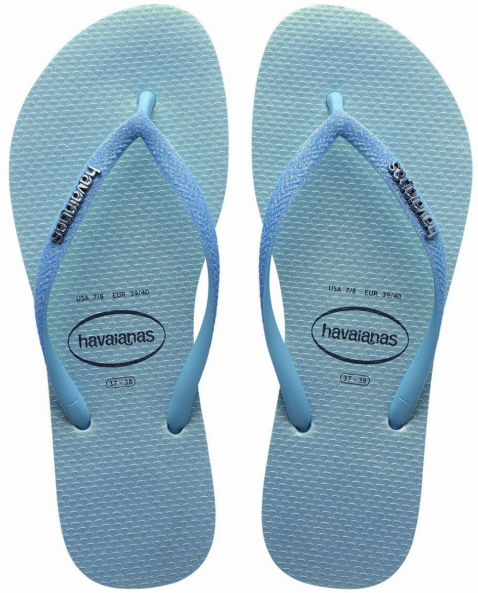 Havaianas Slim Glitter II In Blue For Women Quick Comfort Fit Classic Style