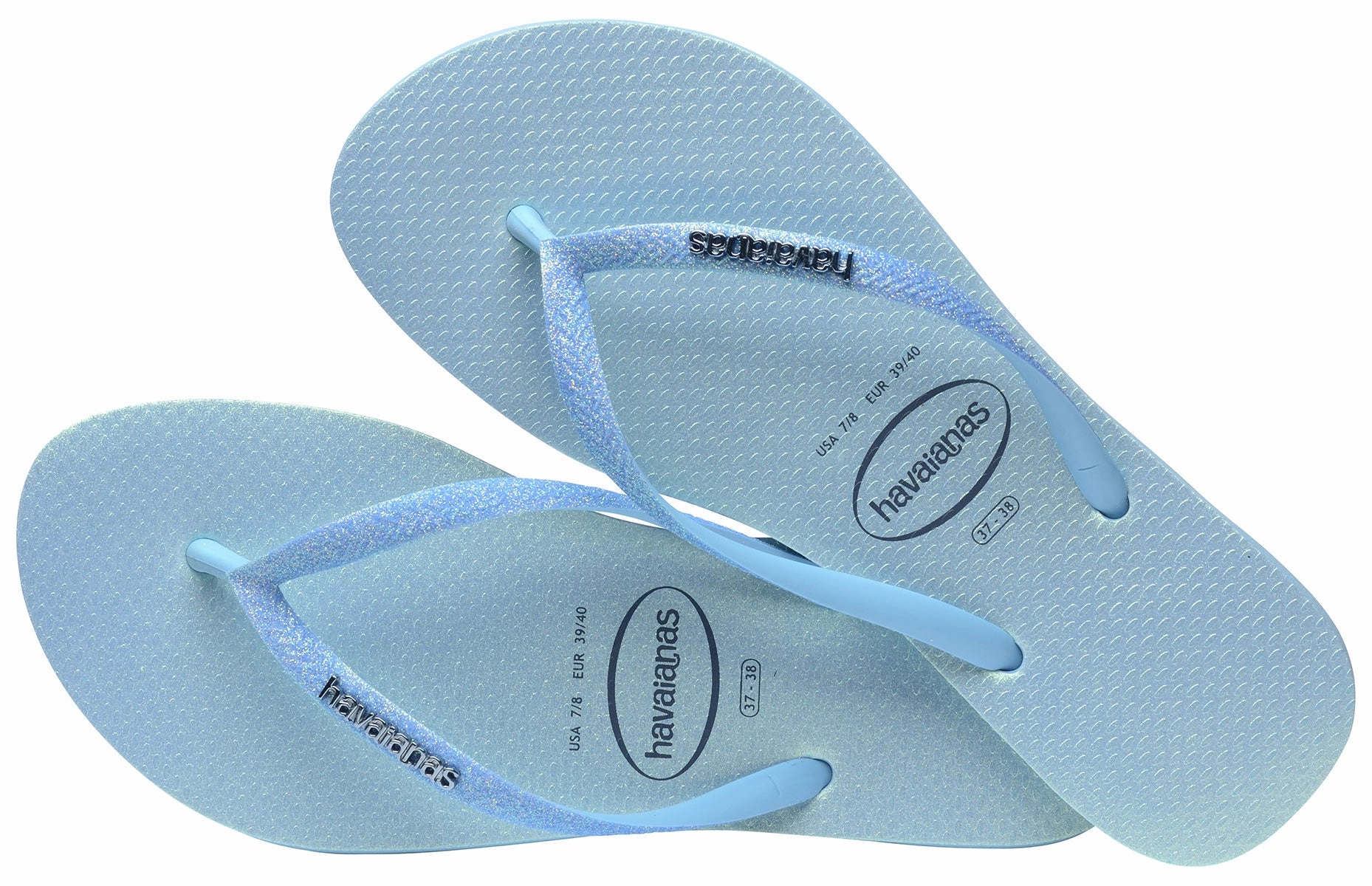Havaianas Slim Glitter II In Blue For Women Flexible Upper