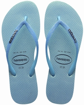 Havaianas Slim Glitter II In Blue For Women Quick Comfort Fit Classic Style