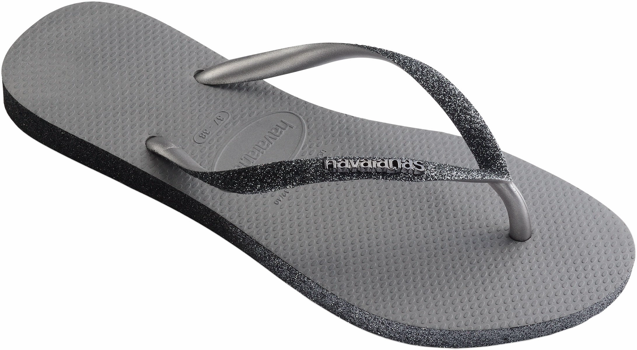 Havaianas Slim Glitter Metalic In Grey For Women Ultra light