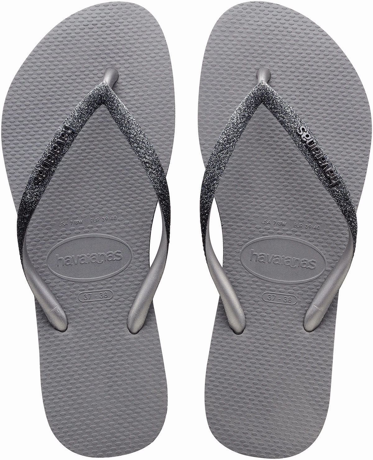 Havaianas Slim Glitter Metalic In Grey For Women Comfortable Slip-On Soft Slip
