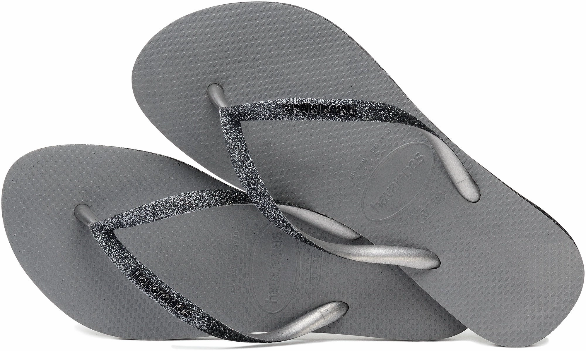 Havaianas Slim Glitter Metalic In Grey For Women Ultra light