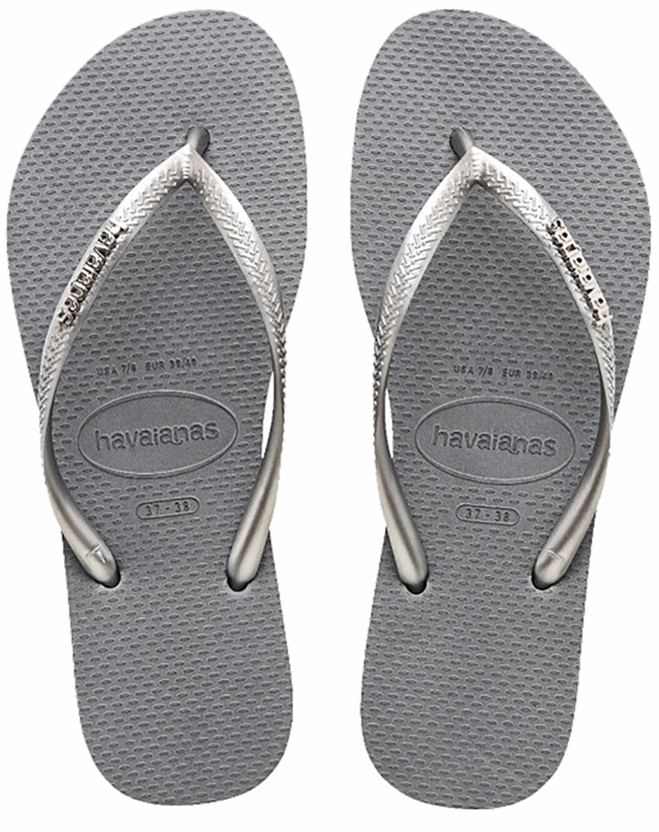 Foot Comfort Fit Easy Walks Havaianas Slim Logo Metal In Grey