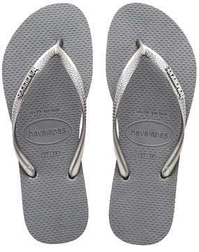 Foot Comfort Fit Easy Walks Havaianas Slim Logo Metal In Grey