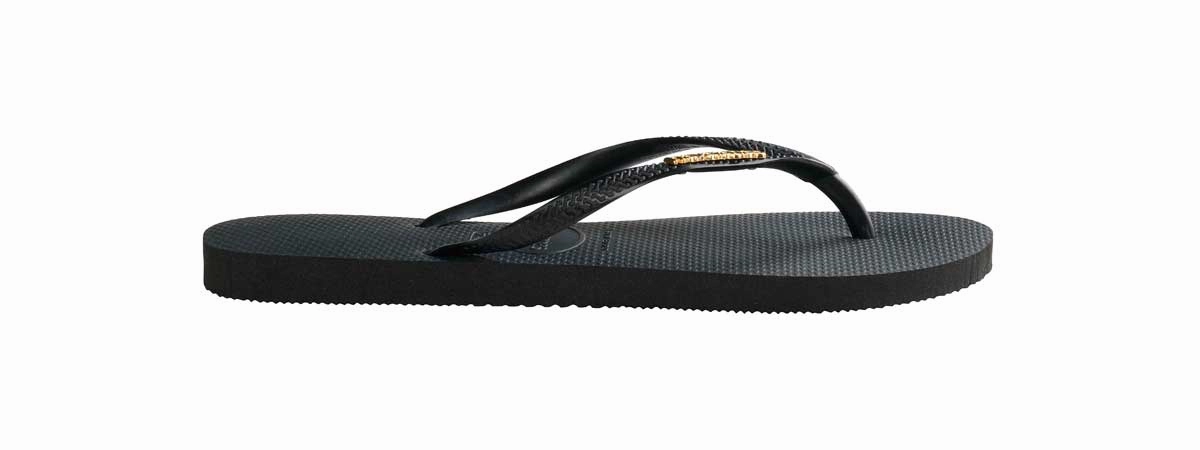 Havaianas Slim Logo Metalic In Black Gold Soft Trend Venture
