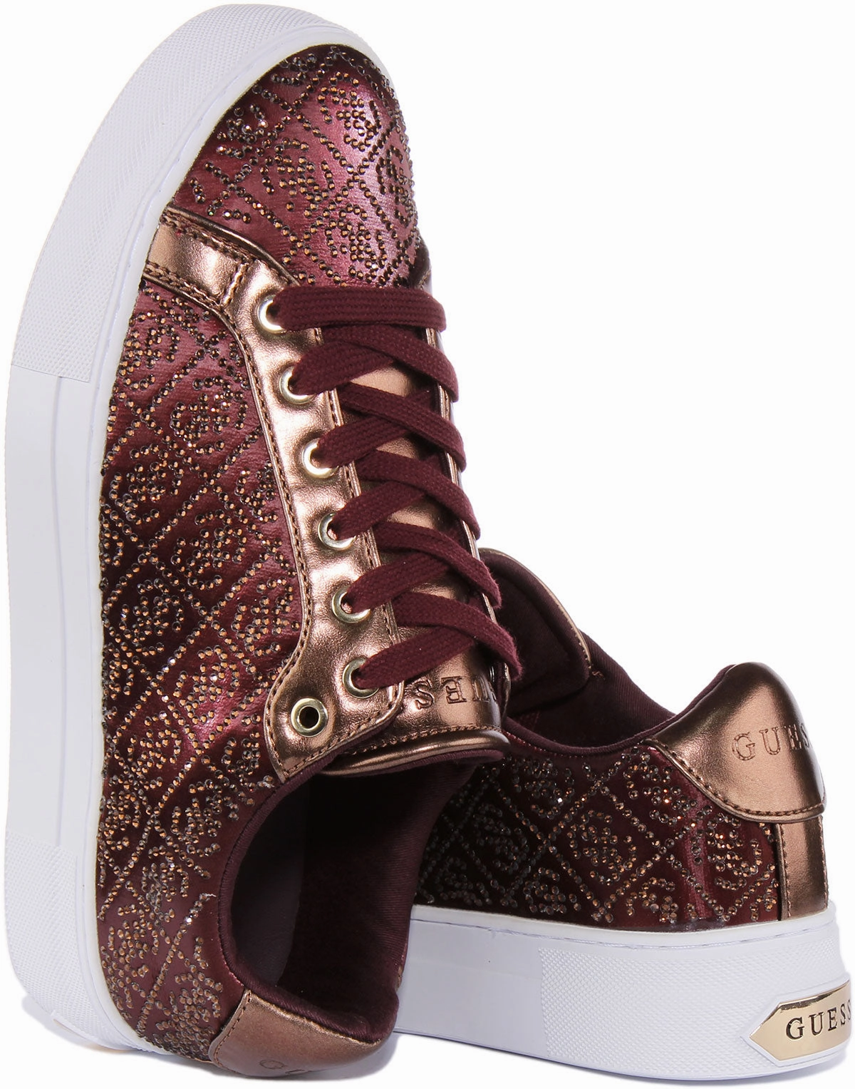 Heel System Guess Garmini In Wine Rhinestones For Women