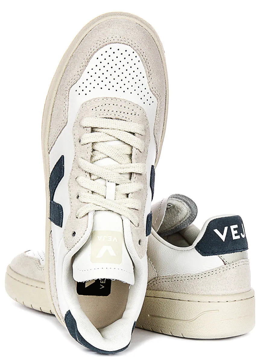 High Quality Veja V-90 O. T. Leather In White Blue For Women