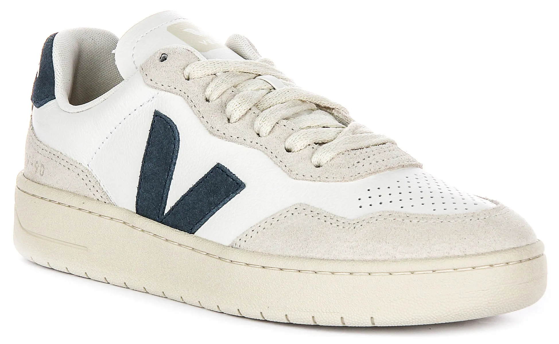 Veja V-90 O. T. Leather In White Blue For Women Everyday Pace Air Circulation